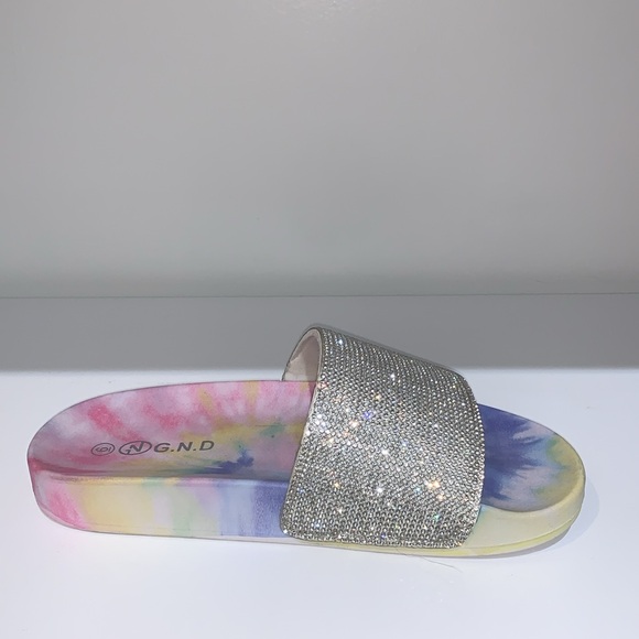 SPARKLY RHINESTONE TIE DYE SLIDES - Picture 6 of 8
